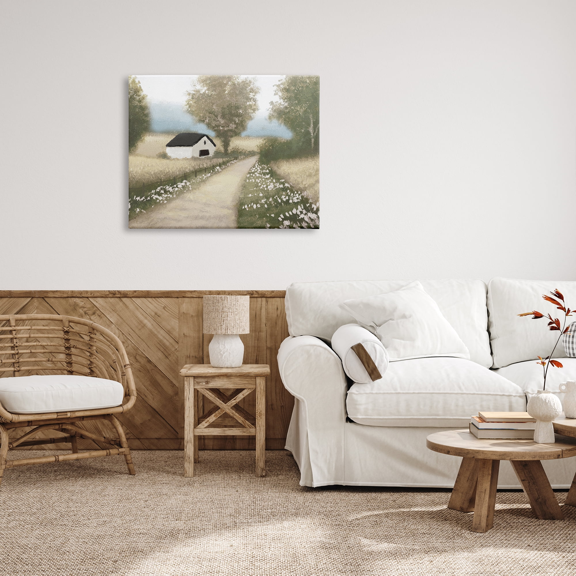 Stupell Industries Subtle Cottage Path Landscape Painting Gallery Wrapped Canvas Art Print Wall Art, 40 x 30