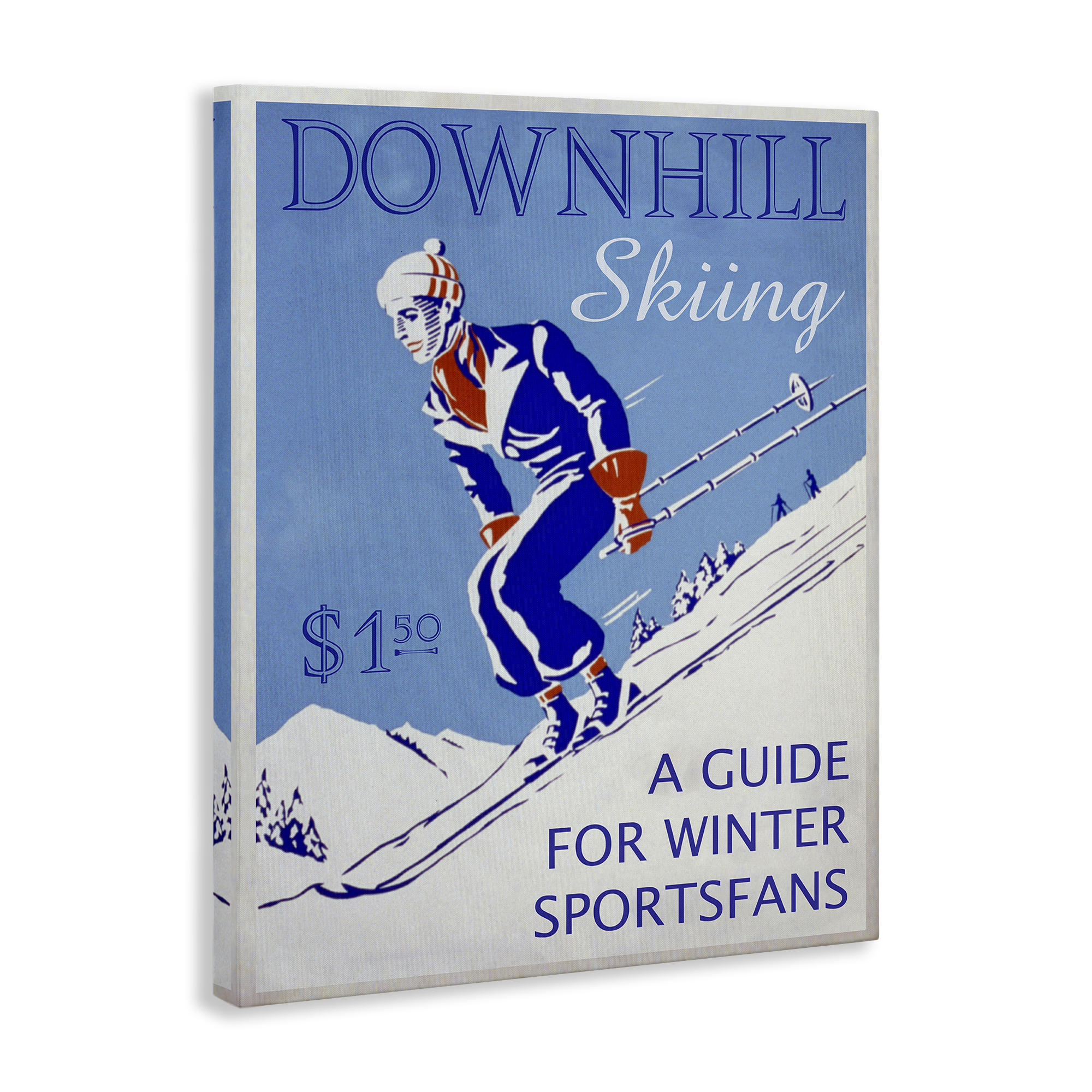 Stupell Industries Vintage Downhill Skiing Sports Painting Gallery Wrapped Canvas Art Prints Wall Art, 30 x 40