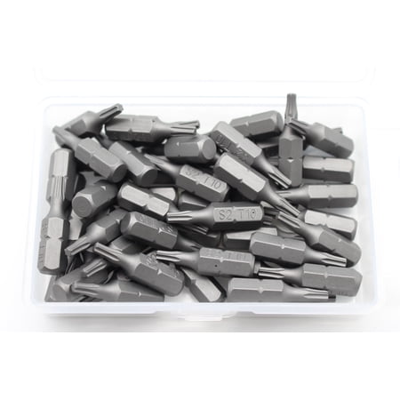 TMAX 50 pc T10 Torx Star 6 Point T-10 Screwdriver Impact Ready 1 Inch Length Insert Bits Hex Shank with Quick Release Slot