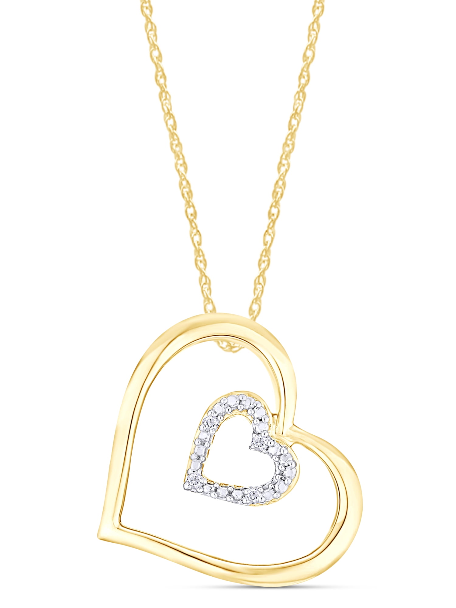 Wishrocks Dog Heart Pendant Necklace in 14K Gold Over Sterling Silver 