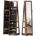 thumbnail image 1 of Rustic Brown 360° Swivel Jewelry Armoire with Lock & Full-Length Mirror – Storage Cabinet for Bedroom, Entryway, Living Room Organization, 1 of 7