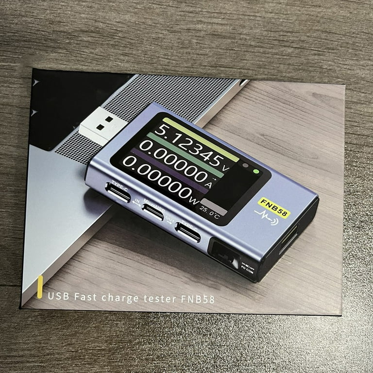 USB Tester Meter 2-in-1 USB C Current Meter LCD Digital Multimeter
