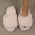 thumbnail image 2 of Shadoumai Fluffy Slippers for Women Winter Warm Indoor Outdoor Slippers Open Toe House Shoes Cozy Bedroom Anti- Home Shoes, 2 of 3