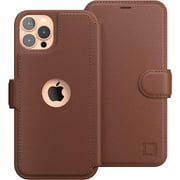 LUPA Legacy iPhone 12 Wallet case for Women & Men - 12 Pro case with Card Holder [Slim and Durable] Faux Leather - Flip Cell Phone case, Folio Credit Cover - Caramel Brown