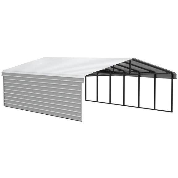 Arrow 20 x 29 x 7 ft Eggshell Carport With 1 Side Wall Kit
