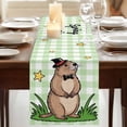 thumbnail image 3 of Table Runners 70 Inches Long Dress Scarves, Groundhog Day Farmhouse Coffee/Dining/Kitchen Table Decor, Holiday Table Runner, Green Plaid Spring Botanical Star Yellow 13x70 Inch, 3 of 9