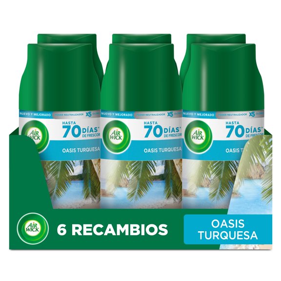 Air Wick Freshmatic – Pack of 6 Automatic Spray Air Freshener Refills, Home Essence with Turquoise Oasis Scent