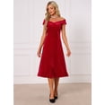 thumbnail image 2 of DARING DIVA Women's Velvet Off the Shoulder Cocktail A-Line Dress M Red, 2 of 6