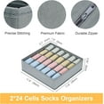 thumbnail image 5 of Sock Drawer Organizer Divider 2 Packs Underwear Organizer, 24 Cell Closet Organizers and Storage Organizer Sock Holders Organizers for Storing Socks, Handkerchiefs, Ties, Belts (Grey), 5 of 7
