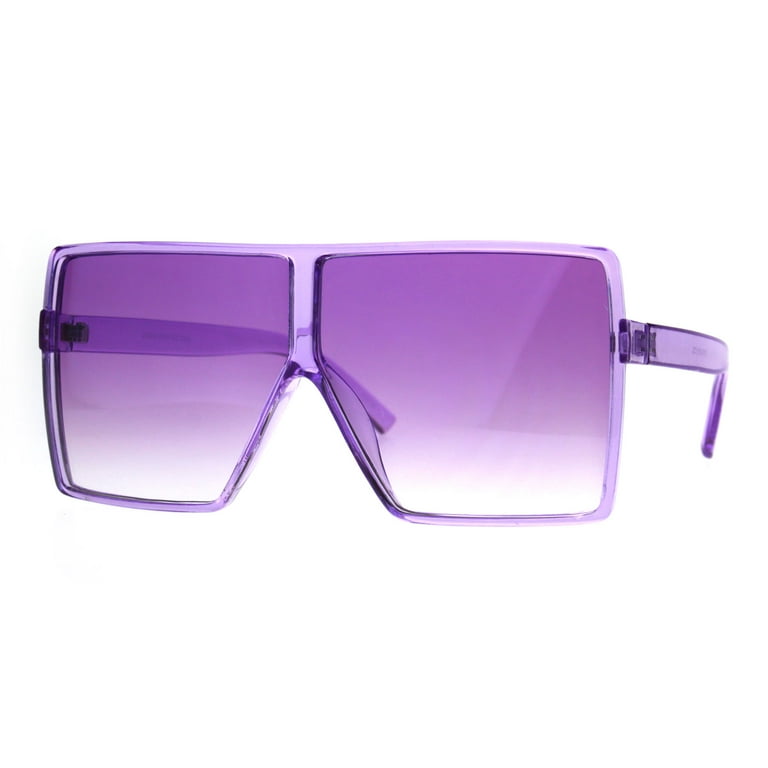 Womens Oversize Mobster Pop Color Rectangular Plastic Sunglasses