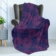 thumbnail image 4 of Indigo Soft Flannel Fleece Throw Blanket, Paisley Flower Inspired Design with Inner Swirls Leaves Image, Cozy Plush for Indoor and Outdoor Use, 50" x 60", Dark Blue Purple, by Ambesonne, 4 of 5