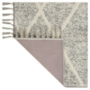 Mainstays Diamond Microfiber Plush Non-Skid Indoor 30 x 45 Accent Rug with Fringe - Grey/Ivory