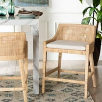 bali & pari Beata Boho Counter Stool, Counter Height 22.5", Light Honey