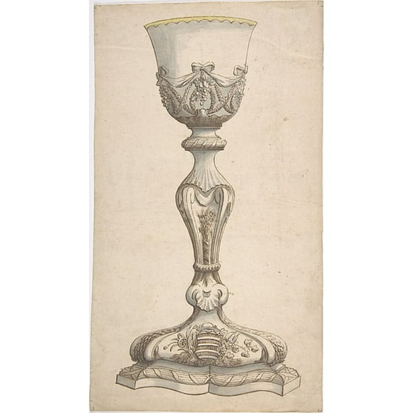 Design for Chalice with Arms of Jean-Fran�ois Paul LeFevre de Caumartin, Bishop of Vannes Poster Print by Anonymous, French, 18th century (18 x 24)