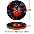 thumbnail image 3 of Seven Starred Ladybird 6PCS Round Coasters, Microfiber Leather Cup Coasters Set of 6, 11x11 cm/4.3x4.3 in Drink Coasters for Home Decor, 3 of 6