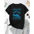thumbnail image 2 of Camiseta para mujer con Cuello de veranoWomen's Stylish Round Neck Short Sleeve T-Shirt with Creative Swimmer Print, Casual Summer Top, Comfortable Polyester Blend, Machine Washable, Leisure Wear |, 2 of 6