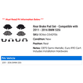 thumbnail image 2 of Rear Brake Pad Set - Compatible with 2011 - 2016 BMW 535i 2012 2013 2014 2015, 2 of 2