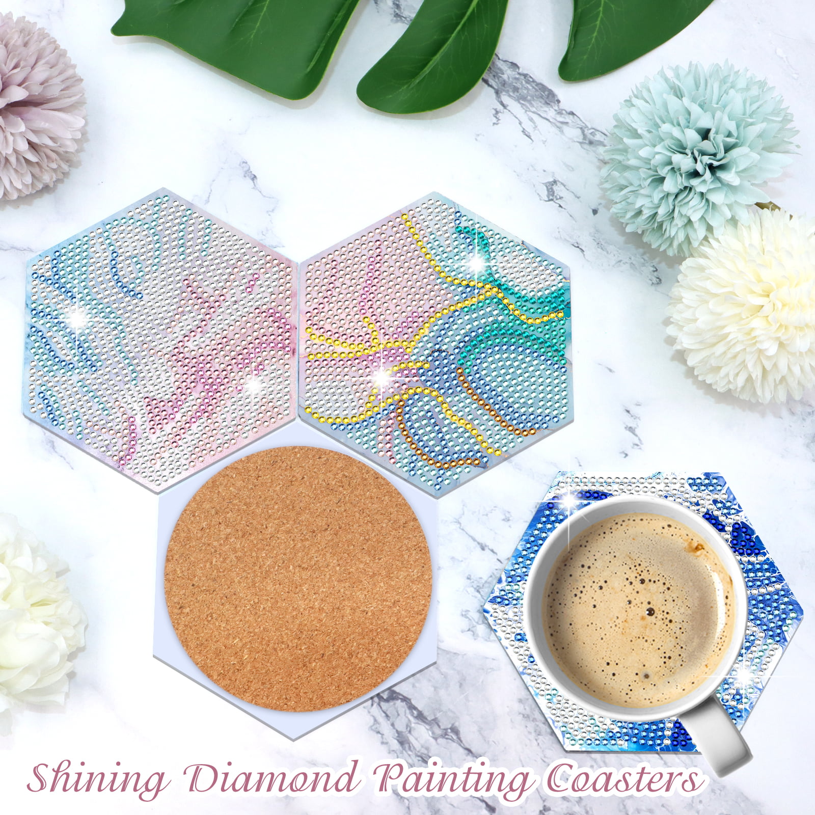 Billbotk 8 Pieces Diamond Painting Coasters Kit with Holder, Diamond Art  Coasters, Arts and Crafts for Adults, Small Diamond Painting Kits for  Beginners