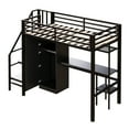 thumbnail image 4 of Modern Twin Loft Bed with I-Shaped Desk & Two-Tier Wardrobe, Sturdy Metal Frame, Storage Staircase, Space-Saving Student Dorm Solution, Black, 4 of 8