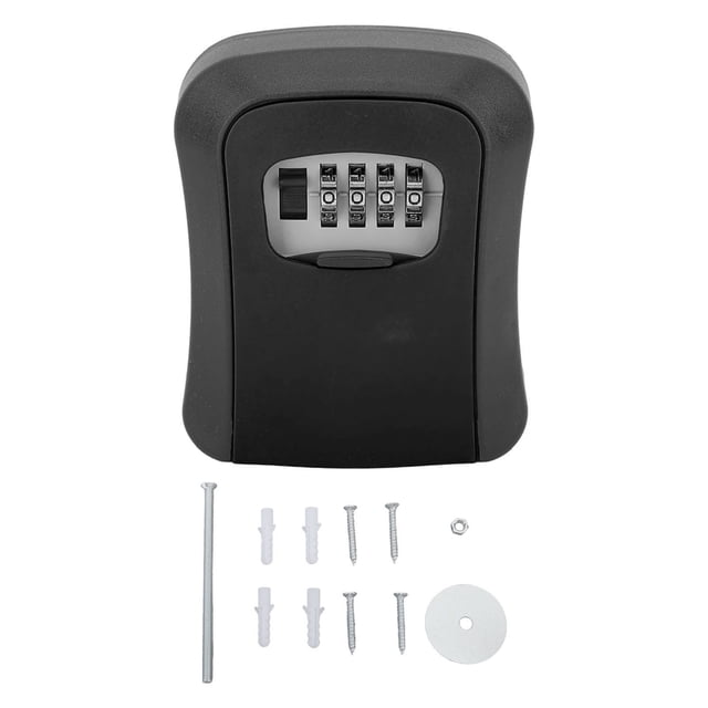 Caja de seguridad Nikou con cerradura para llaves Montar en la pared Color negro capacidad para 5 llaves