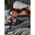 thumbnail image 3 of Twin XL Flat Sheet 66"x102", Black Grey Ombre Soft Lightweight Bedding Flat Sheets Only, Abstract Modern Geometric Moire Art Brushed Microfiber Top Bed Sheet, Breathable StainResistant Bedsheets, 3 of 9
