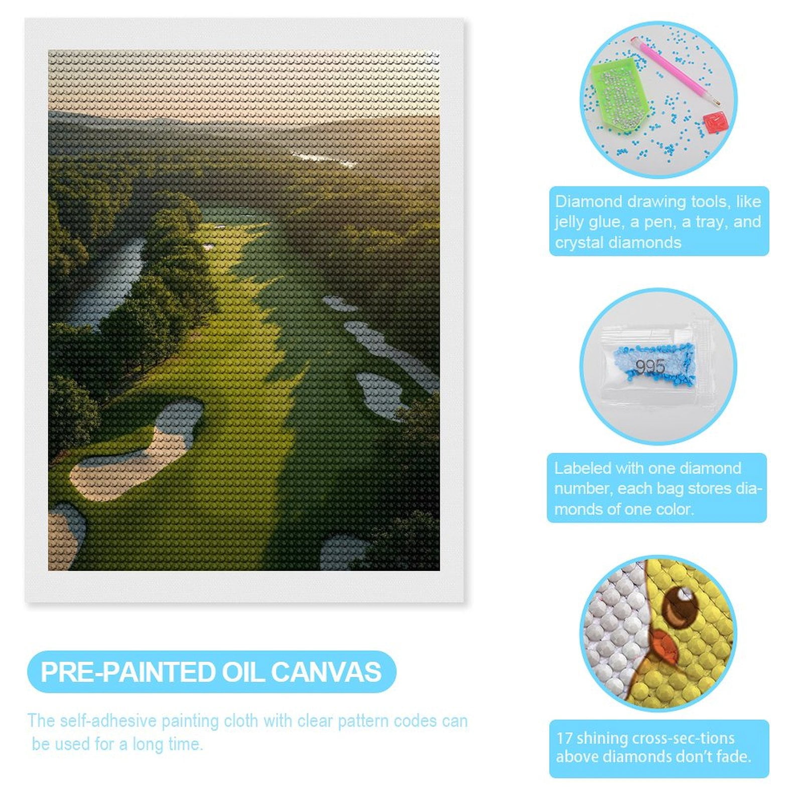 Diamond Art Kits for Adults - Golf Course Scenic View 5d Diamond Painting for Adults, Diamond Art for Adults Beginners, Frameless Diamond Painting Kits for Adults for Home Wall Decor