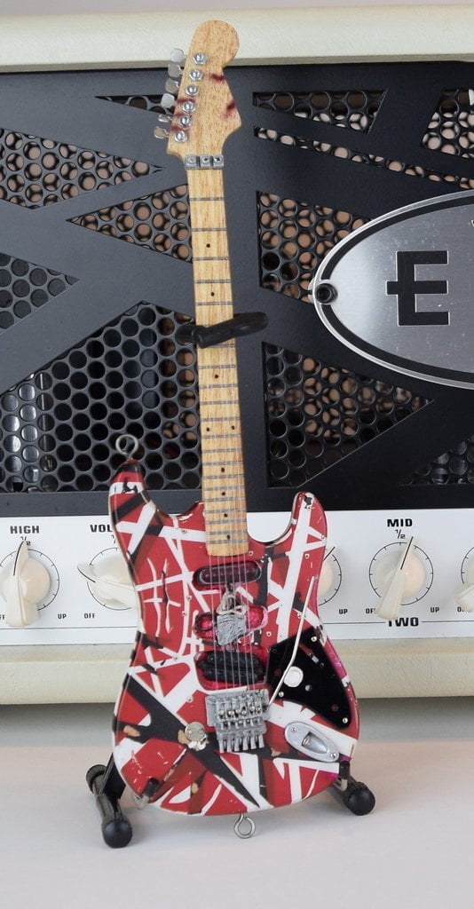 EVH - Eddie Van Halen - Frankenstein Red & White Mini Guitar Replica Collectible