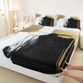 thumbnail image 5 of Manfei Retro Oil Painting Queen Sheets, Gold Black White Queen Sheet Sets, Black Reversible 4 Pieces1 Flat Sheet + 1 Fitted Sheet + 2 Pillowcases, 5 of 6