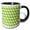 Black/White, variant on 3drose, Rhombus Repeating Pattern in Lime Green Gray and White, 11oz Mug
