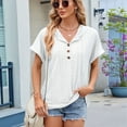 thumbnail image 4 of Blusa con Capucha y Botones de Color Liso para Mujer, Blusa Informal de Verano con Cordón Ajustable. XL, 4 of 10