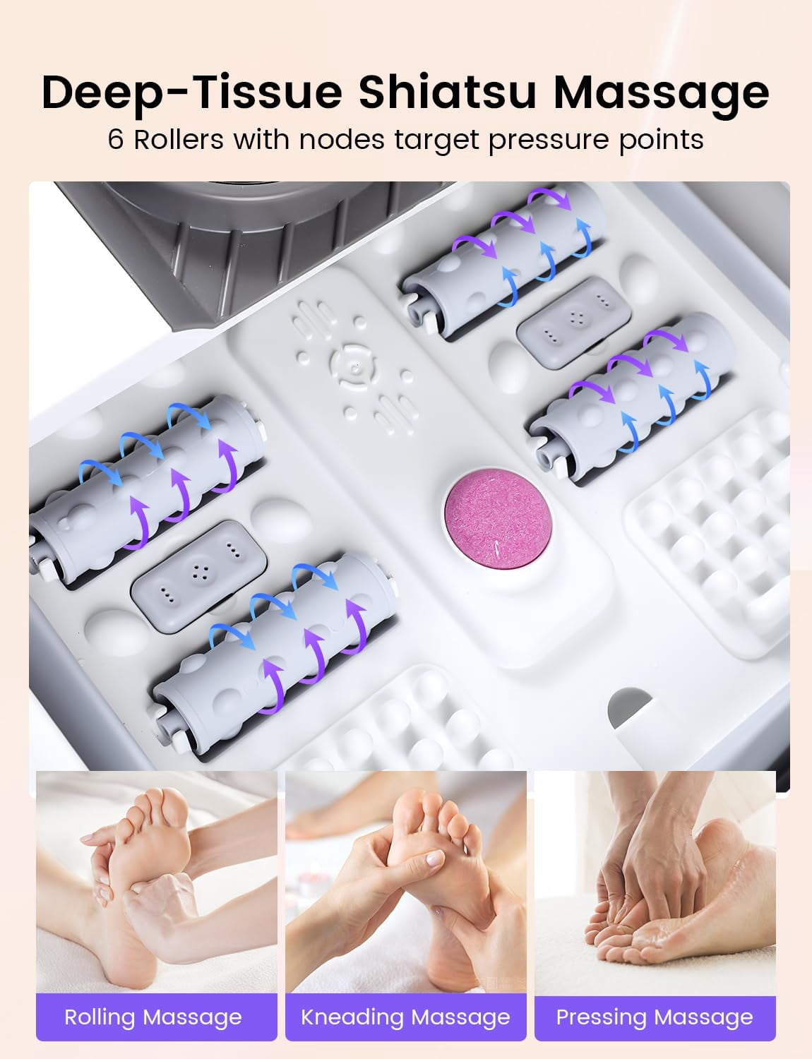 ALLJOY Collapsible Foot Spa with Heat, Bubbles, 24-Level Temp Control, Red Light, Timer, Foot Soaking Tub, Foot Bath Massager Pedicure Foot Spa