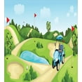 thumbnail image 3 of Golf Course Scene Duvet Cover Set, Summer Landscape Sportive Hobby with Hills Car Pond and Flags, Decorative 2 Piece Bedding Set with 1 Pillow Shams, Twin Size, Apple Green Multicolor, by Ambesonne, 3 of 3