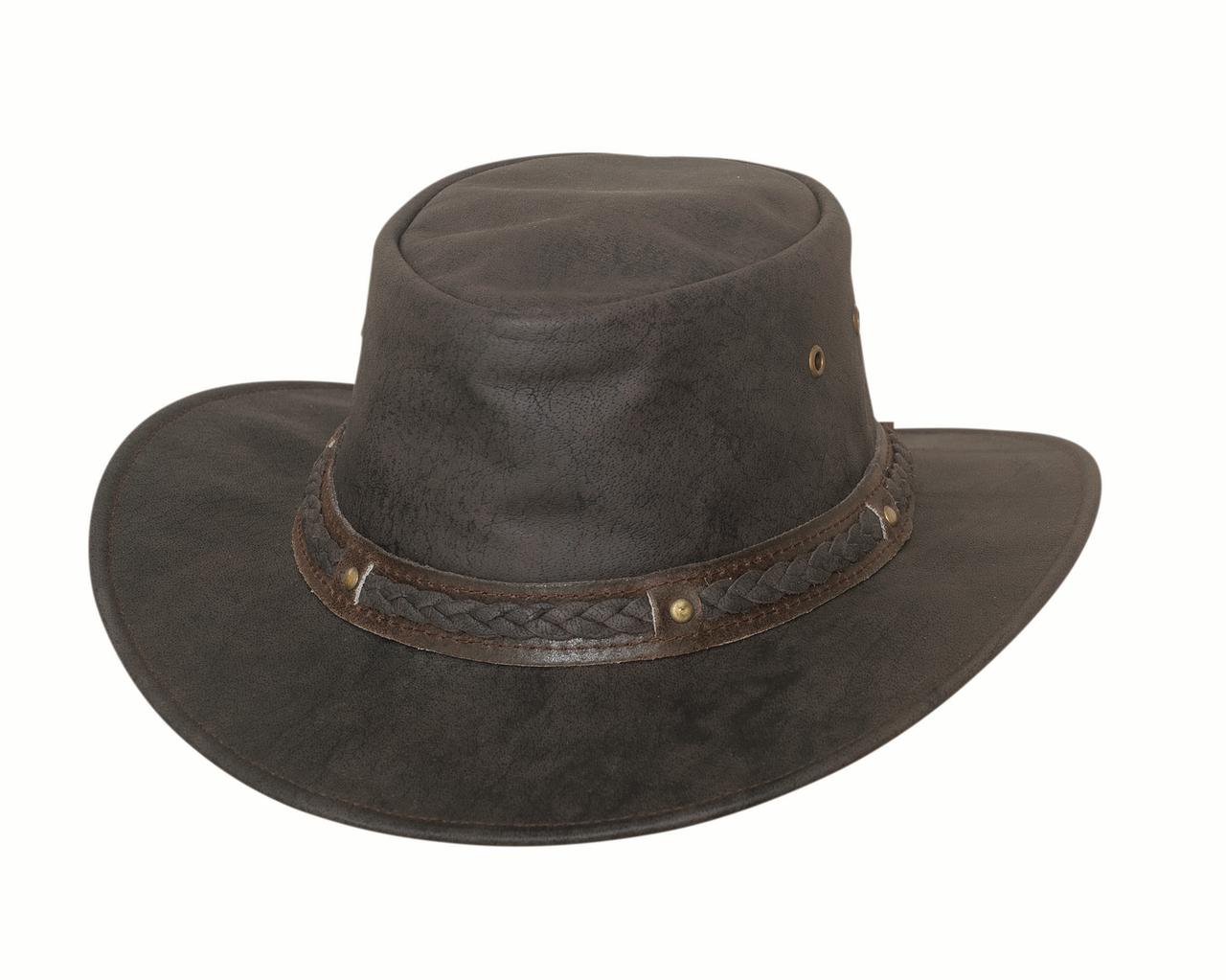 crushable leather hat