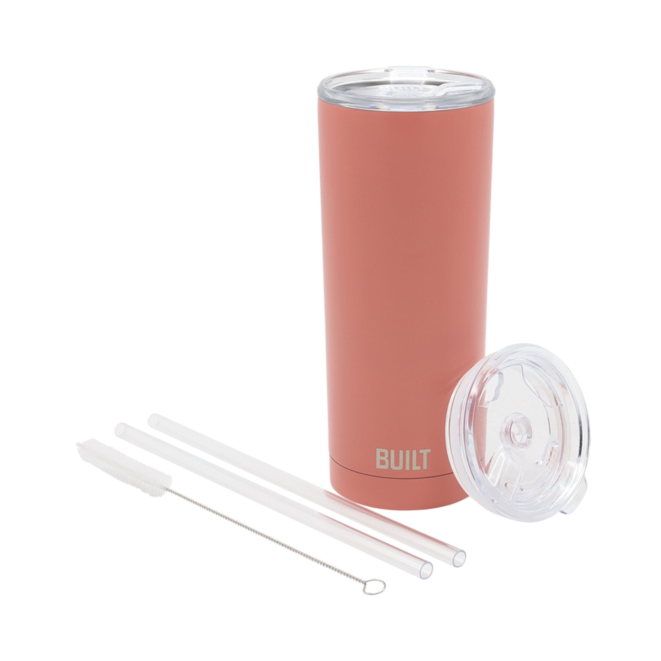 BUILT 20 oz Double Wall Stainless Steel Tumbler, Burnt Coral, Happy Mother's Day