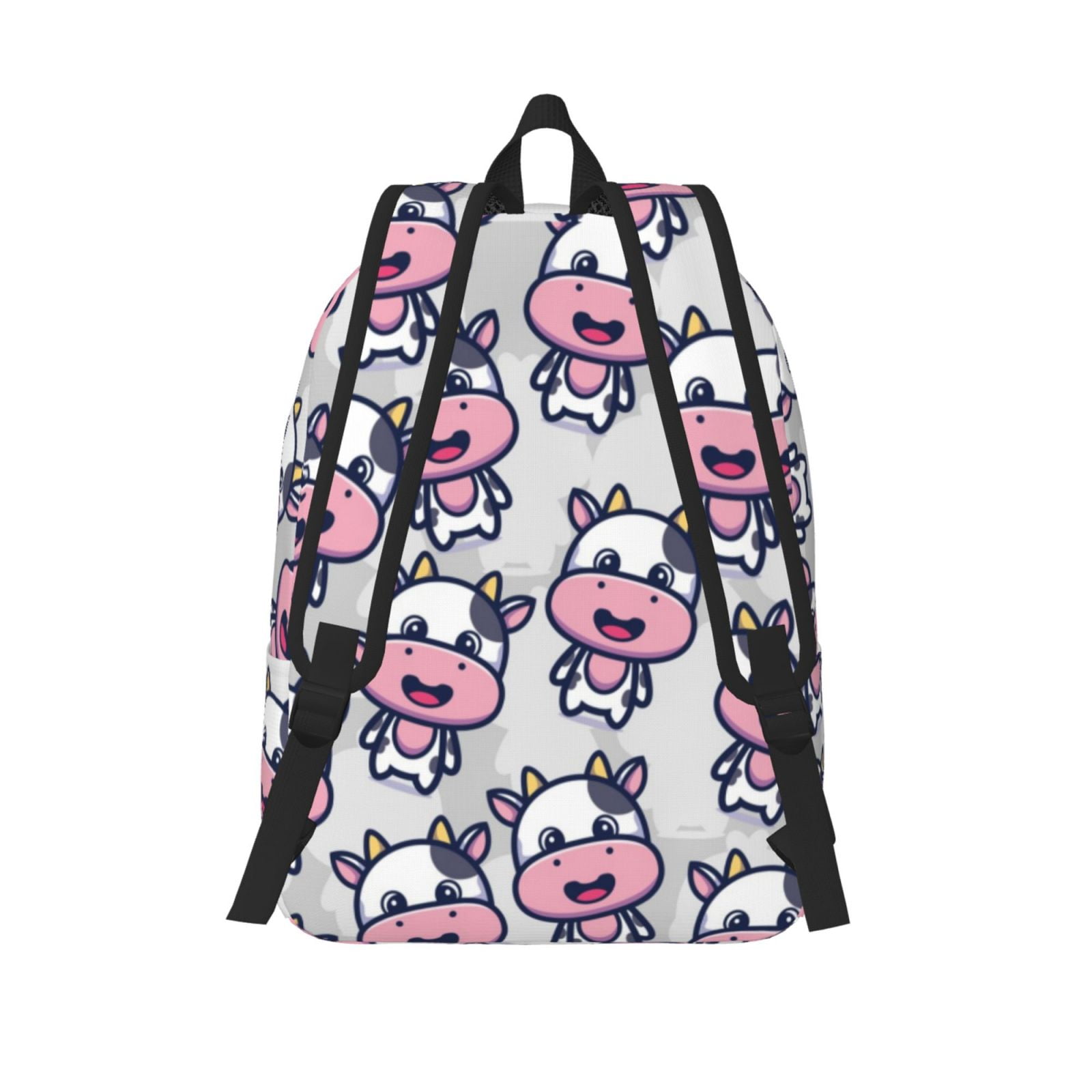 Picia Baby Cow Printed Canvas Daypack - Stylish and Durable Vintage Compact Backpack - Class, Work, Travel, or Laptop Bookbag,Organized Compartments-Small