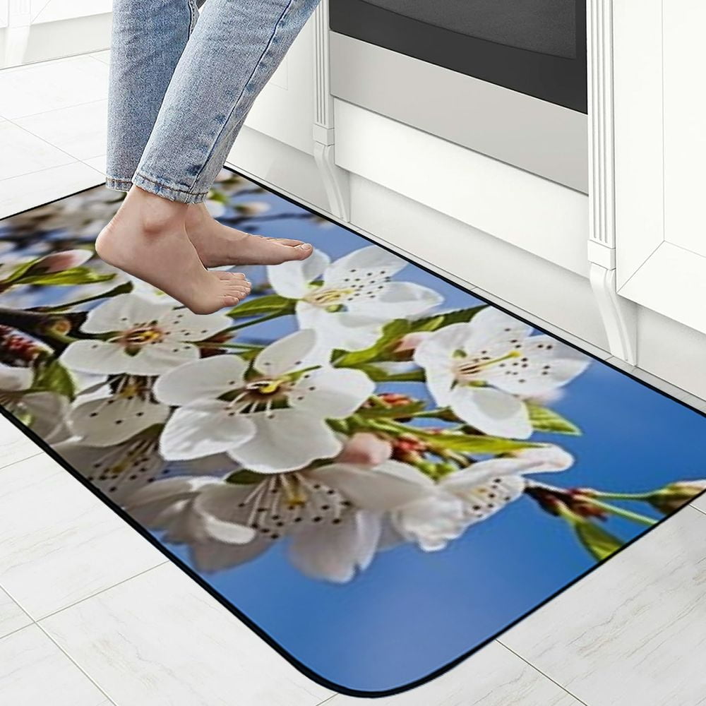 Qinduosi Decorative Door Mat, Door Mat with Non-Slip Rubber Backing, Easy Cleaning, Traps Dirt, for Entry, Patio, Garage- Almond Tree Flowers Petal Stamens Almond Nature 19.68*47.24 in