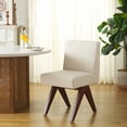 thumbnail image 4 of SAFAVIEH Oliviadella Mid-Century Linen Solid Dining Side Chair, Bone/Walnut, 4 of 13