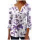 thumbnail image 1 of Camisetas de Cuello en V Mujeres, Impreso 3/4 Manga Blusa Casual Hecha de Cómodo Estante de Imitación para Toda la Temporada de Uso Diario, Camisetas Casuales de Mujer, 1 of 5