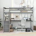 thumbnail image 3 of Bellemave Full Size Loft Bed with Desk and Storage, Wood Loft Bed Frame with Shelves and Built-In Drawers, High Loft Bed for Teens Adults Bedroom, Gray, 3 of 15