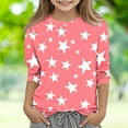 thumbnail image 3 of Ugoldhm Girls Blouses Round Neck Star Graphic Casual Tops 3/4 Sleeve Summer Fall Kids Clothes, 3 of 5