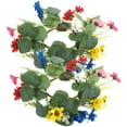 thumbnail image 1 of MasteelfCA 2pcs Eucalyptus Leaf Candle Rings Dinner Table Daisy Candles Wreaths Wedding Centerpiece, 1 of 8