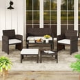 thumbnail image 5 of Gymax 6 PCS Patio Furniture Set w/ 1 Loveseat 1 Coffee Table 2 Armchairs 2 Ottomans White, 5 of 7