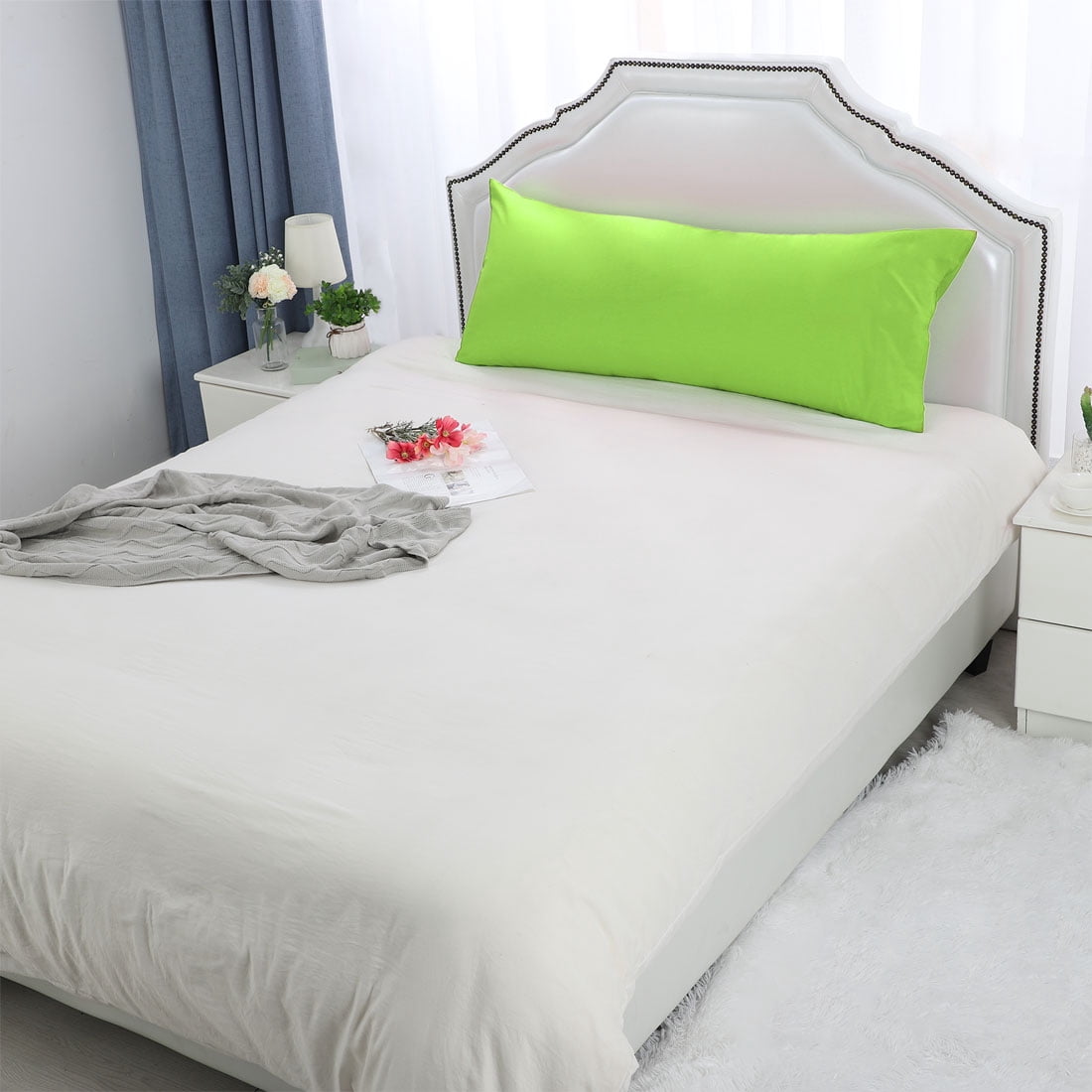 Unique Bargains 300TC Solid Egyptian Cotton Pillowcases Green Body 20" x 48"