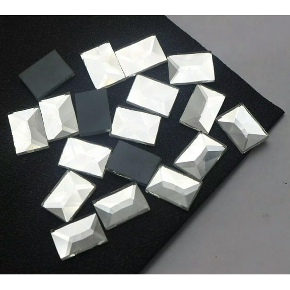 U8MO 100 Clear Faceted Rectangle Flatback Crystal Rhinestone Gems 10X14mm No Hole