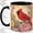 Black, variant on Red Cardinal Floral Coffee Mug, Cardinal Mug, Morning Tea Cup for Home, Bright Songbird on Branch with Pink Flowers and Golden Sunburst Rays, Garden Bird Art, Backyard Nature Lover