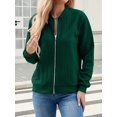 thumbnail image 5 of Women'S Zip Up Cardigan Sweater Hoodies Long Sleeve Jacket Outfits Crewneck Casual Coat Dark Green XXL, 5 of 10