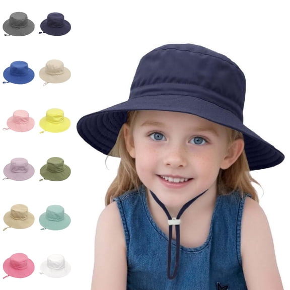Bmisegm Toddler Bucket Hat Baby Sun Hat for Breathable Fisherman Cap Summer Beach Hat for Toddler Kids Lightweight Outdoor Play Kids Hat 0-6 Years Navy,6-24 Months
