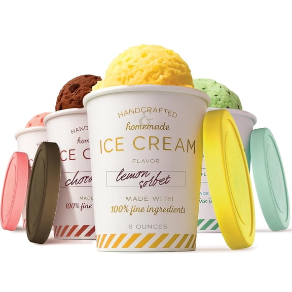 Stock Your Home 8oz Ice Cream Containers with Airtight Silicone Lids (4-Pack) Reusable Half Pint Ice Cream Container for Storing Gelato, Sorbet, and Frozen Yogurt