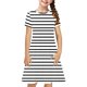 thumbnail image 2 of Odeerbi Niñas de Verano Vestido de Línea A Rayas Vestido de Columpio Vestido Elástico de Manga Corta Para Niños, 2 of 7
