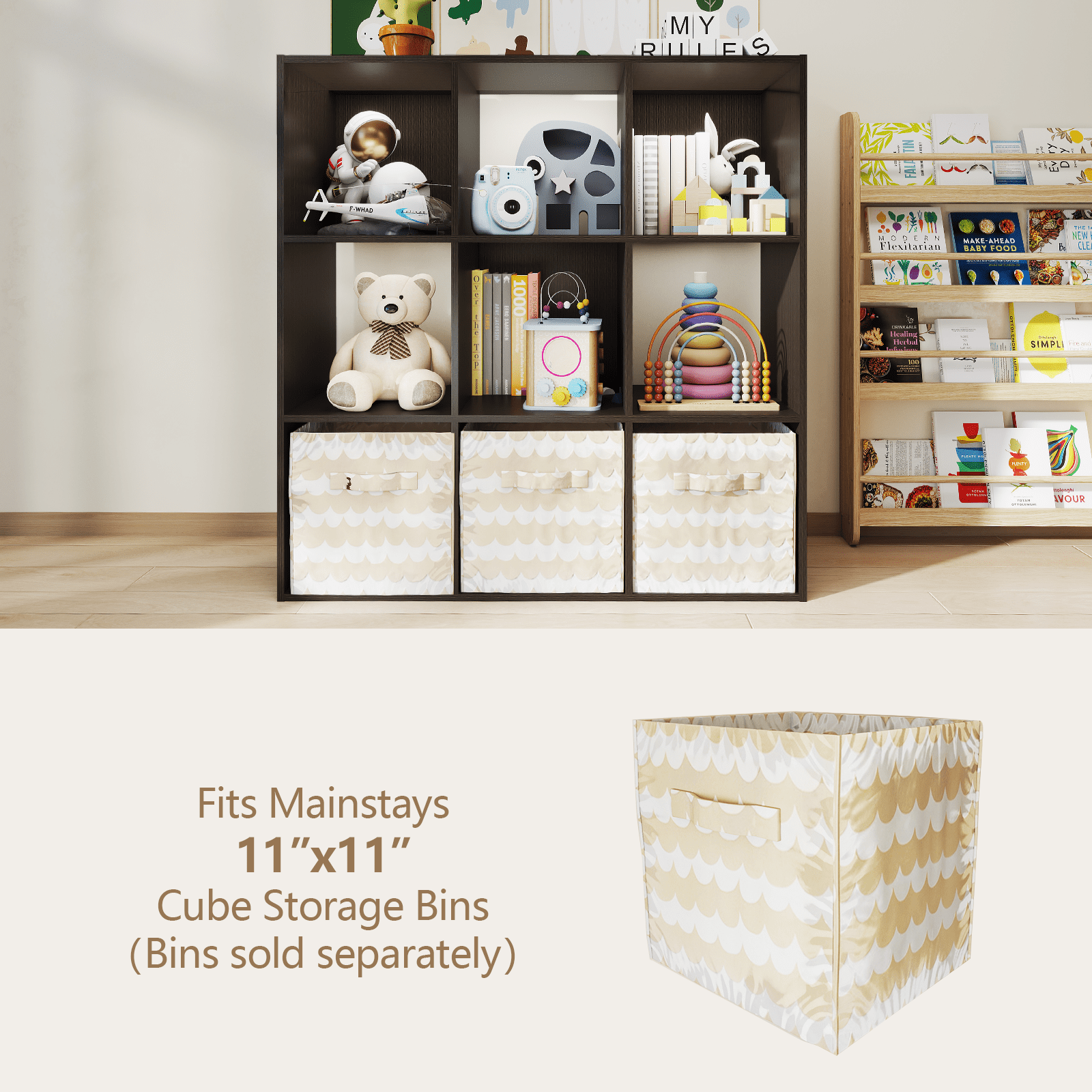 TrumanPick 9 Cube Storage Organizer, Wooden Stackable Bookcase with Anti-Tipping Kits, Cube Storage Shelves with Living Room, Bedroom, 36"D x 12"W x 36"H, Espresso